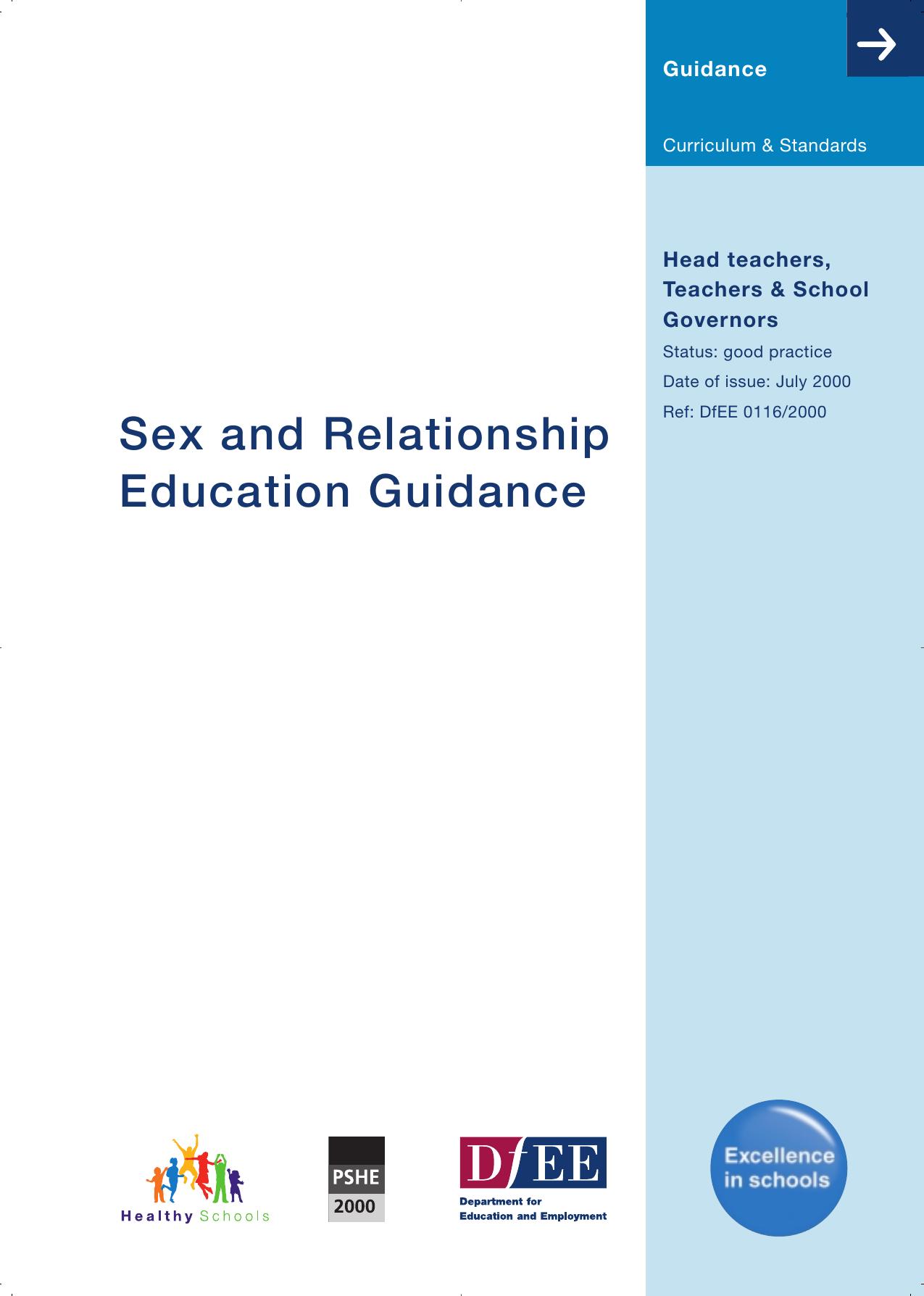 Sex and relationship education guidance by Great Britain. Dept. for Education and Employment