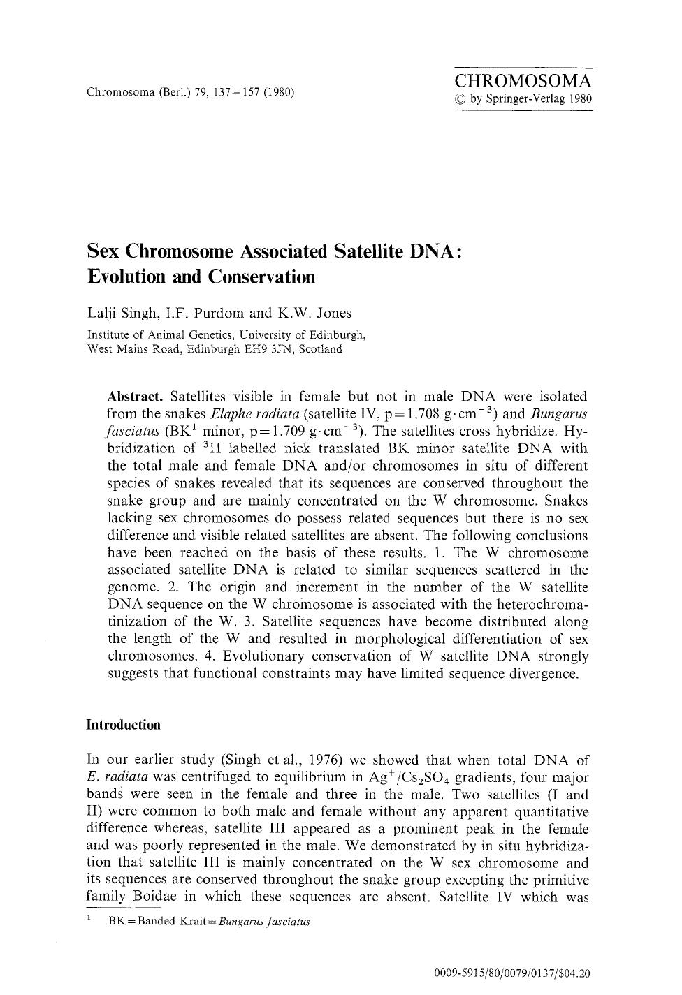 Sex chromosome associated satellite DNA: Evolution and conservation by Unknown