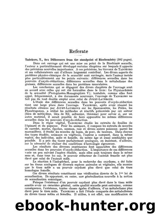 Sex differences from the standpoint of biochemistry by Unknown