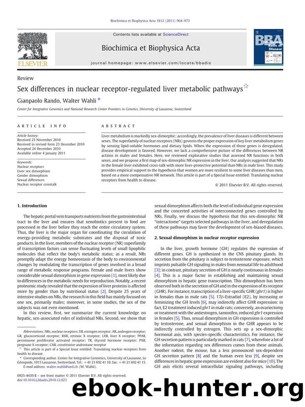 Sex differences in nuclear receptor-regulated liver metabolic pathways by Gianpaolo Rando
