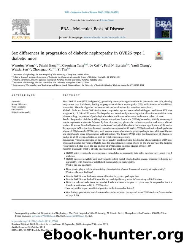 Sex differences in progression of diabetic nephropathy in OVE26 type 1 diabetic mice by unknow
