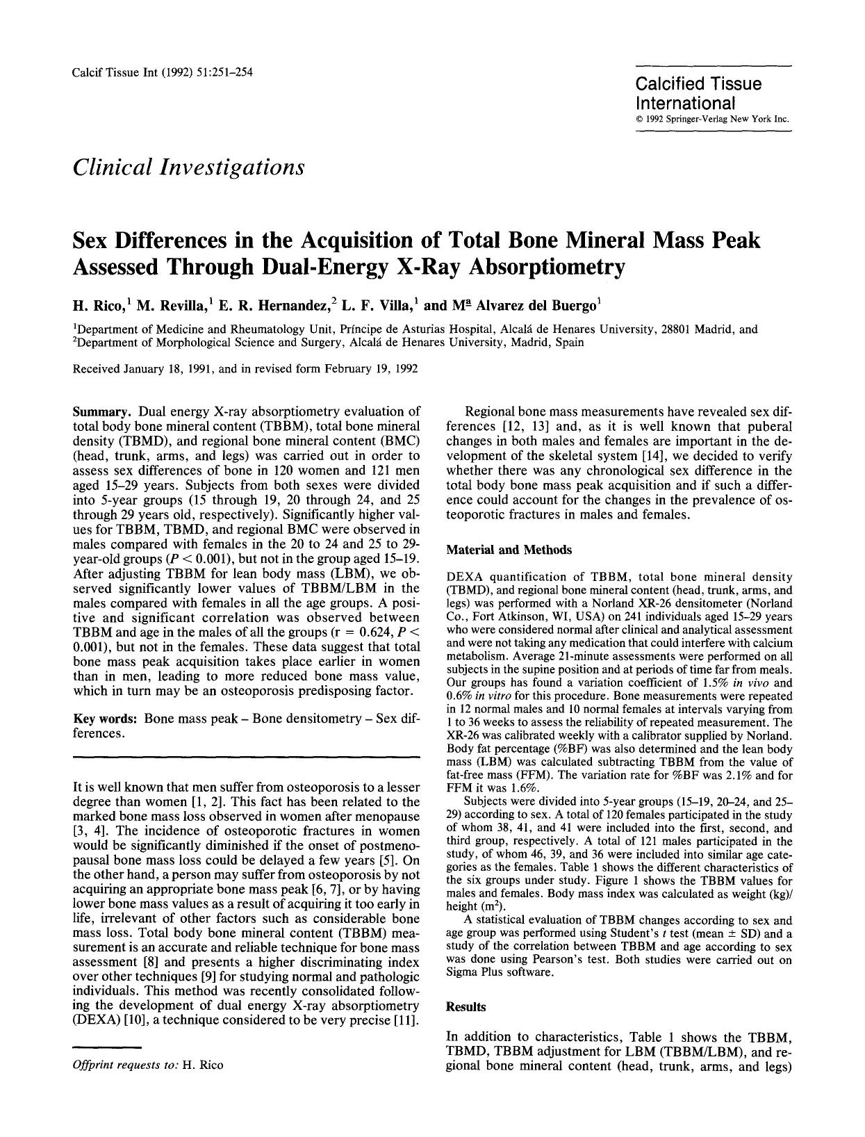 Sex differences in the acquisition of total bone mineral mass peak assessed through dual-energy X-ray absorptiometry by Unknown