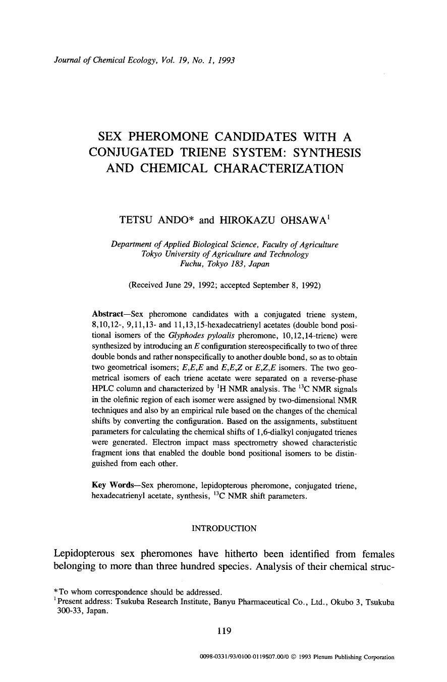 Sex pheromone candidates with a conjugated triene system: Synthesis and chemical characterization by Unknown