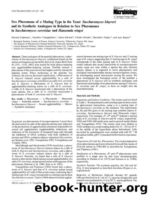 Sex pheromone of α mating type in the yeast <Emphasis Type="Italic">Saccharomyces kluyveri<Emphasis> and its synthetic analogues in relation to sex pheromones in <Emphasis T by Unknown