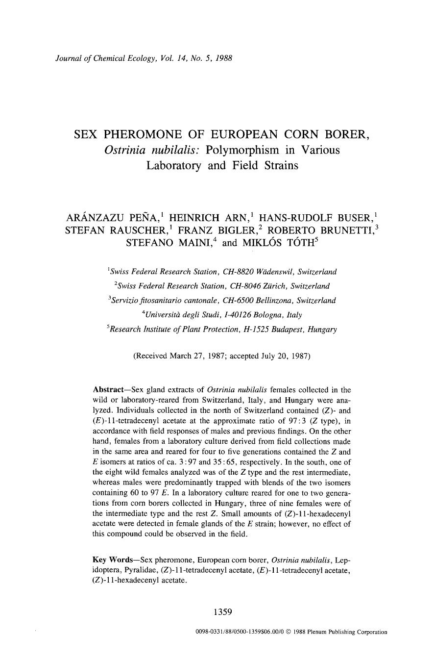 Sex pheromone of European corn borer. by Unknown