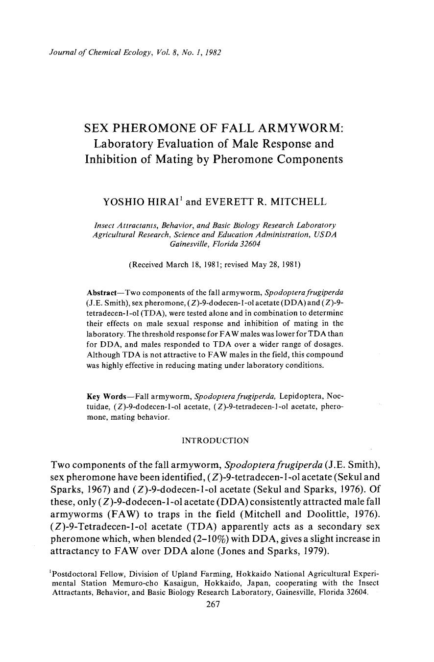 Sex pheromone of fall armyworm by Unknown