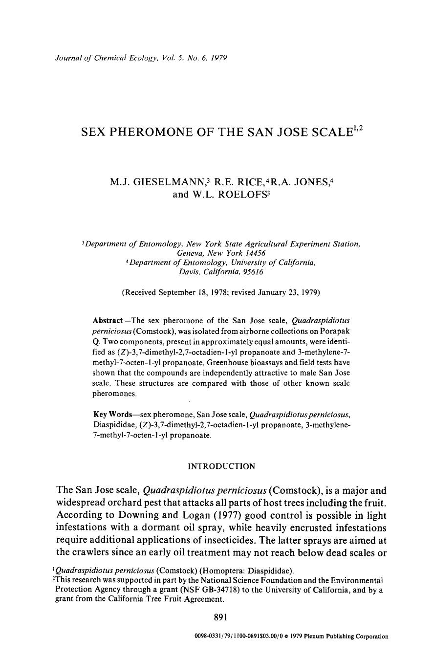 Sex pheromone of the San Jose scale by Unknown