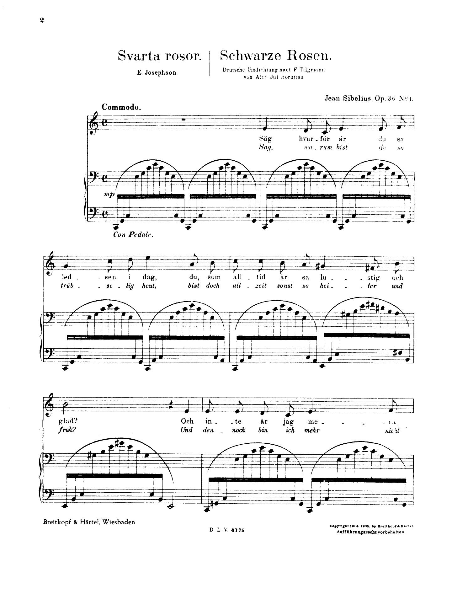 Sex sånger, Op.36 voice and piano by Unknown