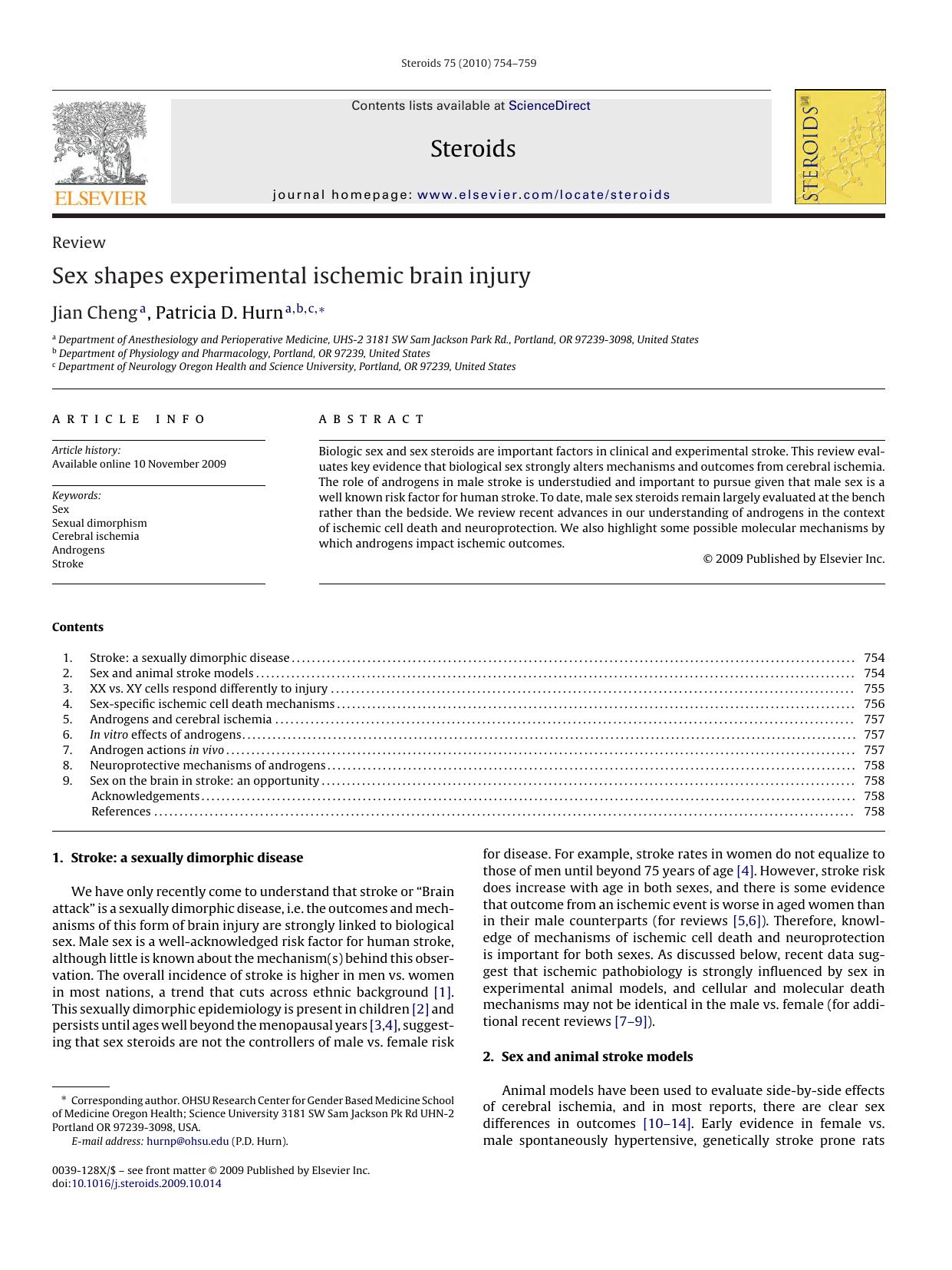 Sex shapes experimental ischemic brain injury by Jian Cheng