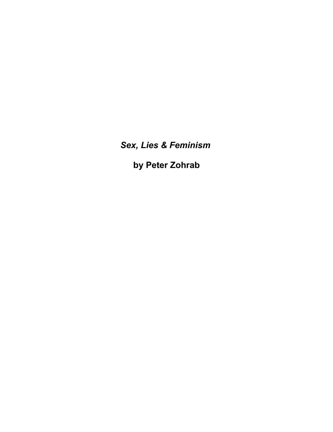 Sex, lies & feminism by Peter D Zohrab