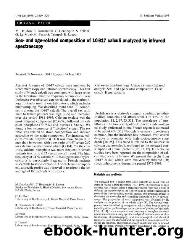 Sex- and age-related composition of 10 617 calculi analyzed by infrared spectroscopy by Unknown