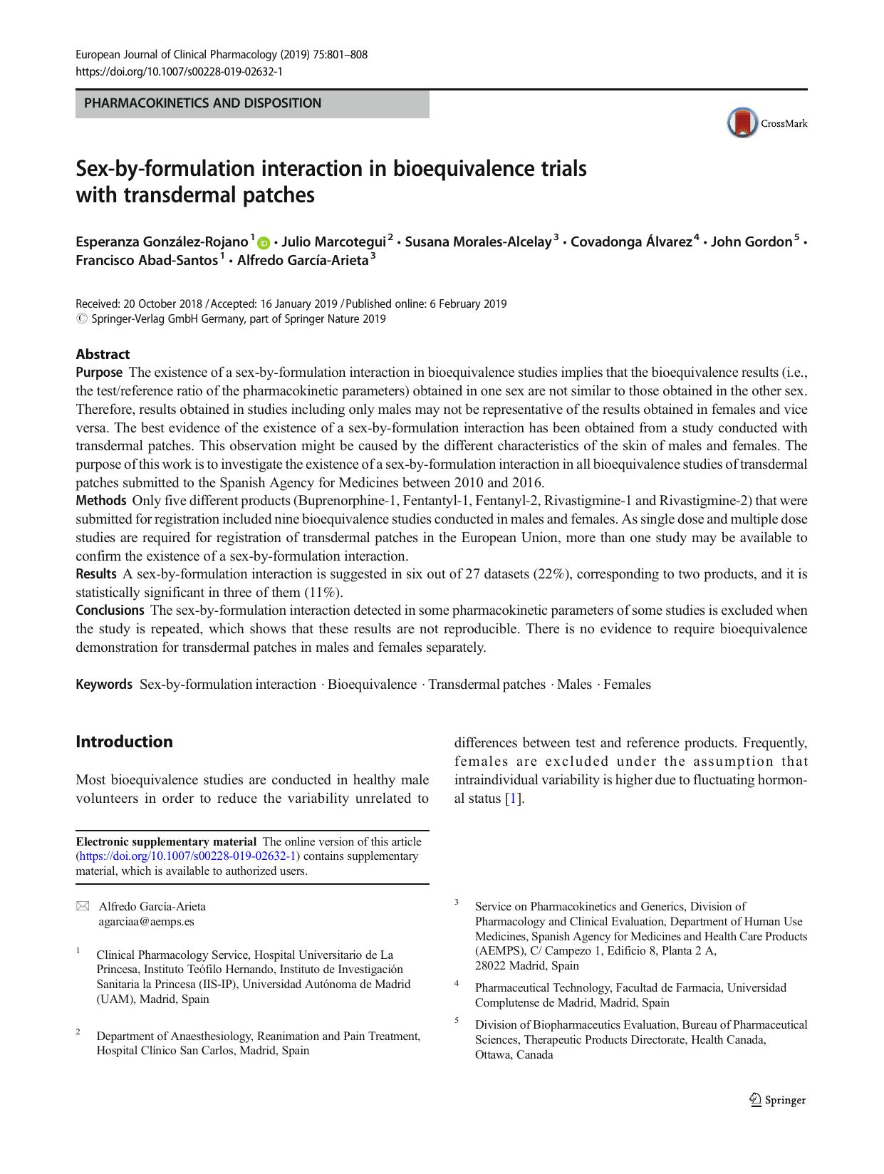 Sex-by-formulation interaction in bioequivalence trials with transdermal patches by unknow
