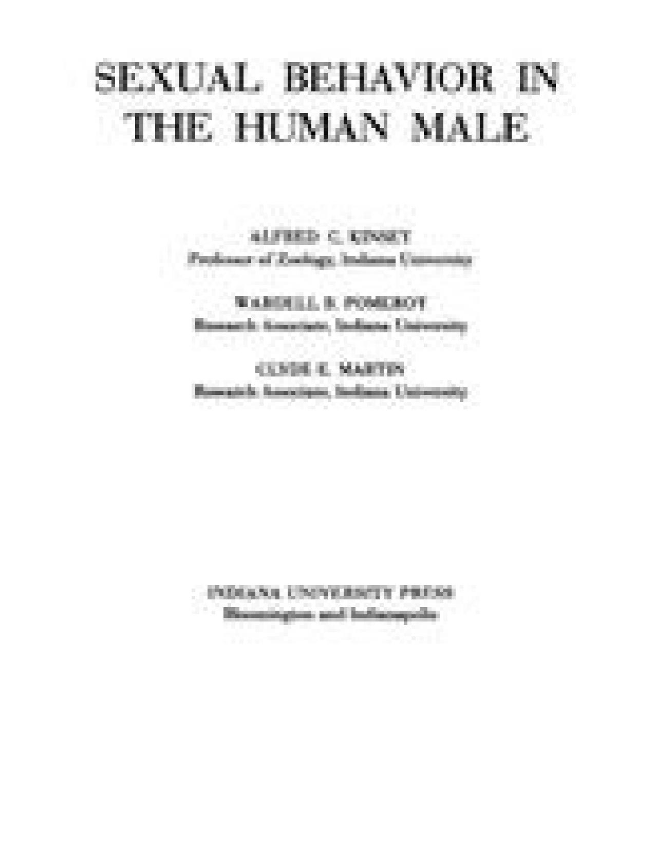 Sexual Behavior in the Human Male by Alfred C. Kinsey