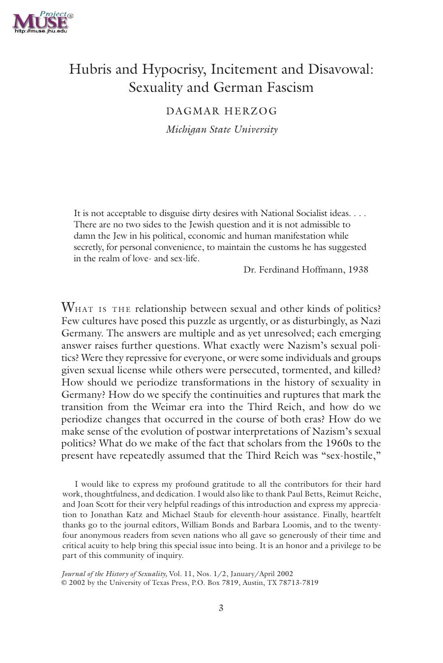 Sexuality and German Fascism by DAGMAR HERZOG
