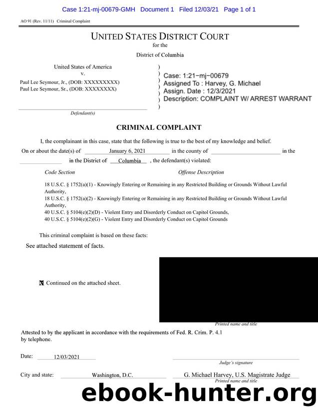 Seymour Complaint Warrant Generator.pdf by IBazile