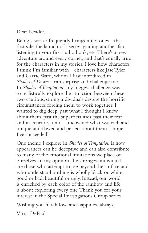 Shades of Temptation by Virna DePaul