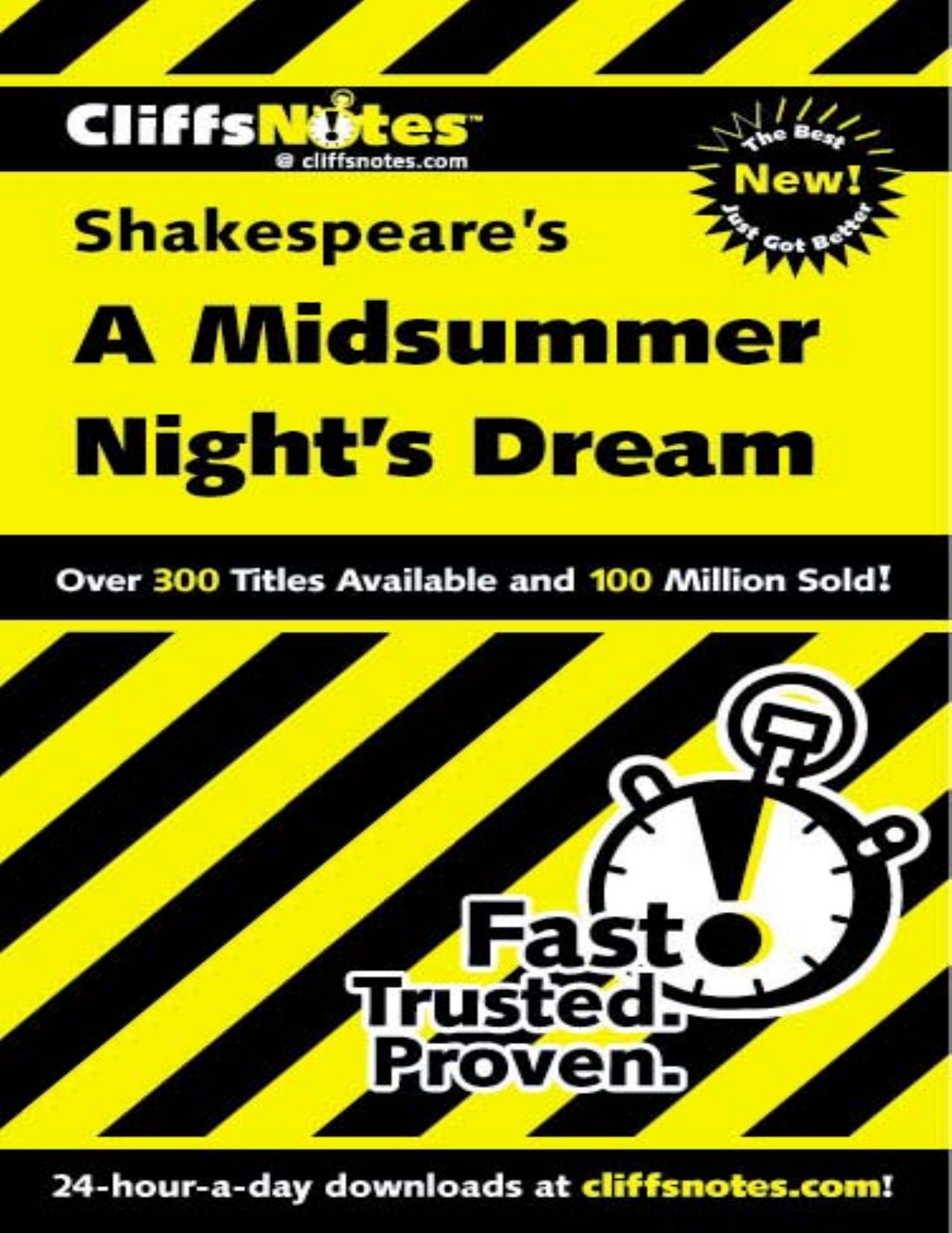 Shakespeare's A Midsummer Night's Dream (Cliffs Notes) by Matthew Black Ph.D