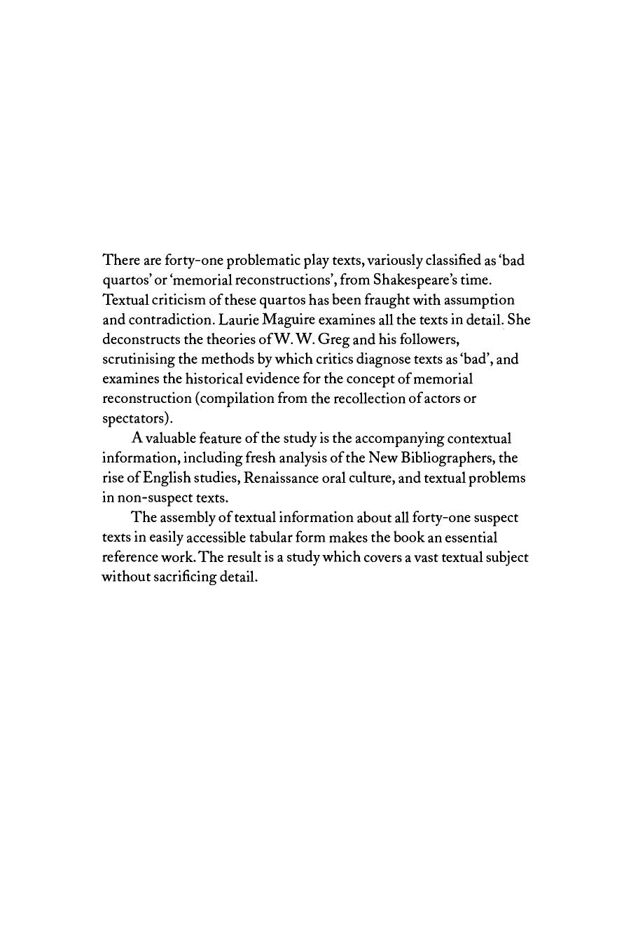 Shakespearean Suspect Texts: The 'Bad' Quartos and their Contexts by Laurie E. Maguire
