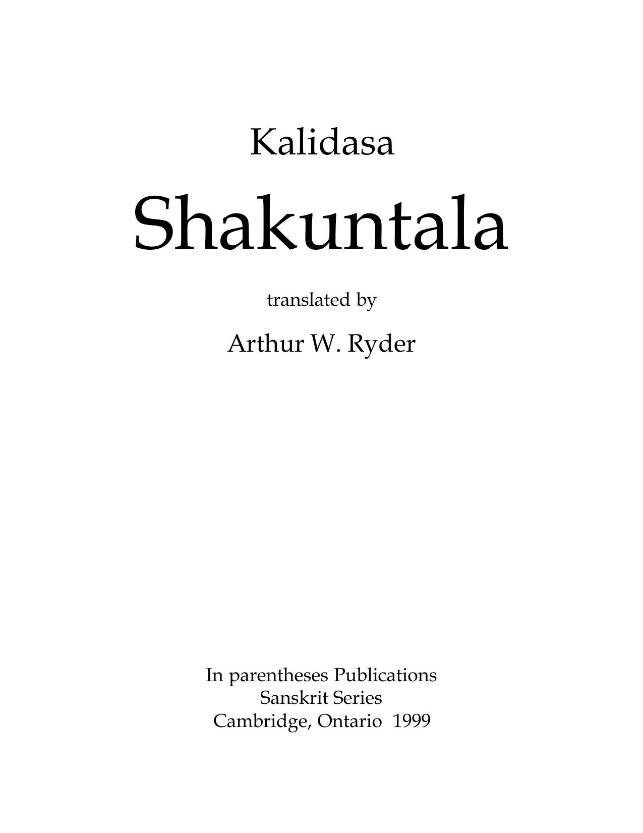 Shakuntala by Kalidasa