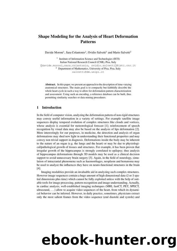 Shape Modeling for the Analysis of Heart Deformation Patterns by Davide Moroni Sara Colantonio Ovidio Salvetti and Mario Salvetti