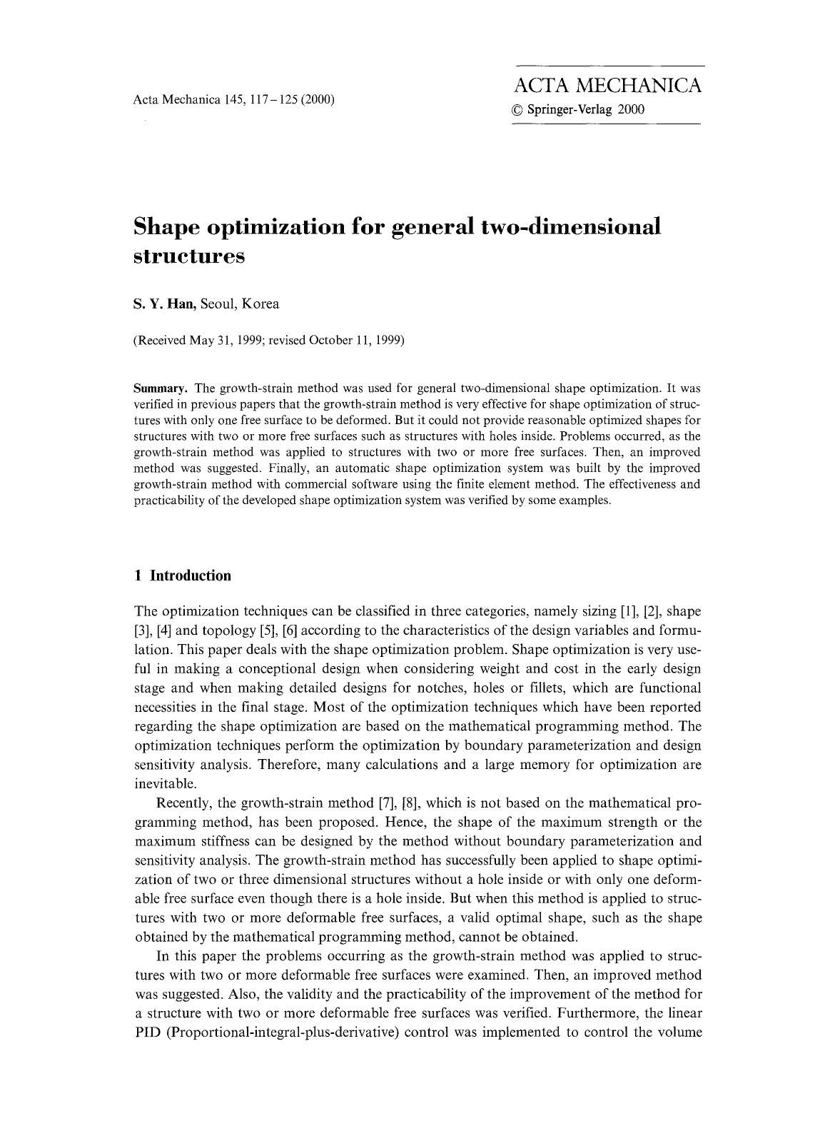 Shape optimization for general two-dimensional structures by Unknown