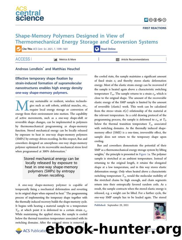Shape-Memory Polymers Designed in View of Thermomechanical Energy Storage and Conversion Systems by Andreas Lendlein (ORCID: g/0000-0003-4126-4670) & Matthias Heuchel