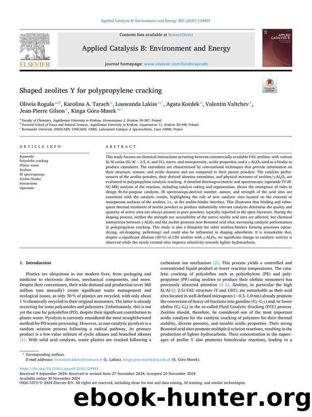Shaped zeolites Y for polypropylene cracking by unknow