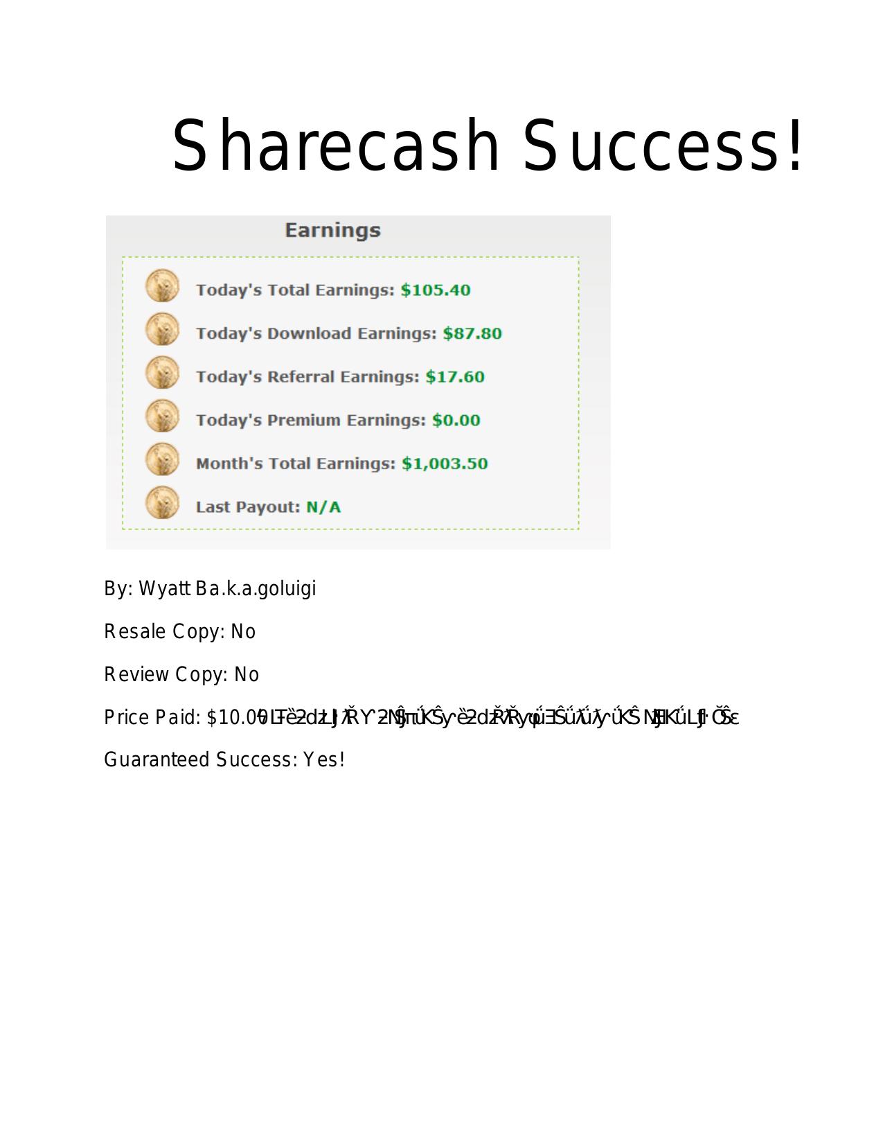 Share Cash Sucess by Unknown