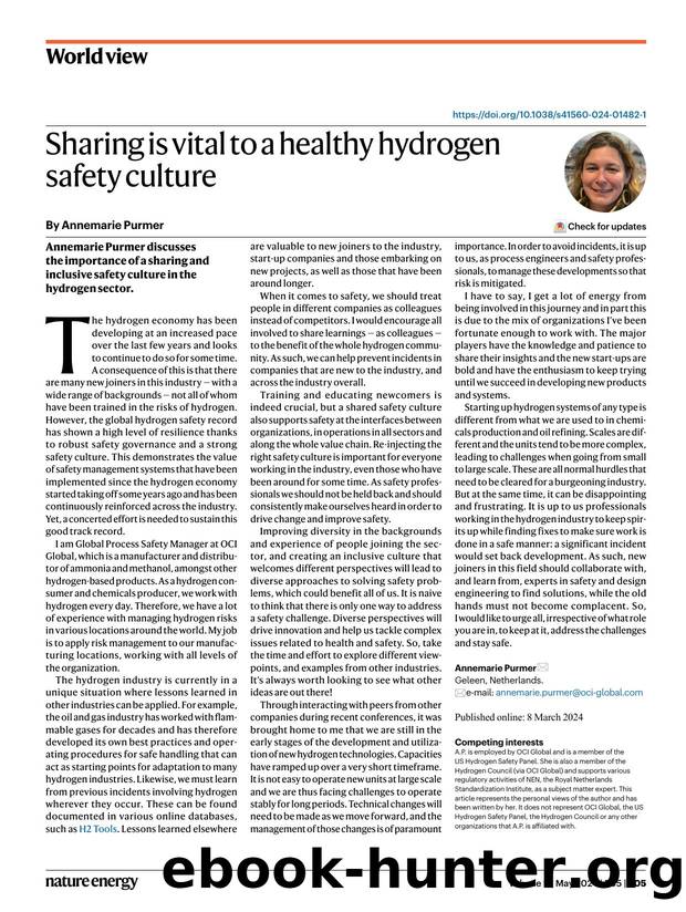 Sharing is vital to a healthy hydrogen safety culture by Annemarie Purmer
