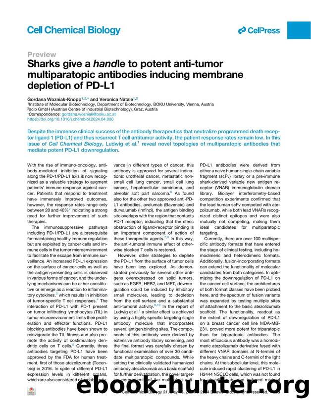 Sharks give a handle to potent anti-tumor multiparatopic antibodies inducing membrane depletion of PD-L1 by Gordana Wozniak-Knopp & Veronica Natale