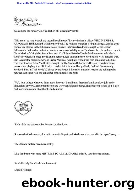 Sharon Kendrick by Bought for the Sicilian Billionaire's Bed