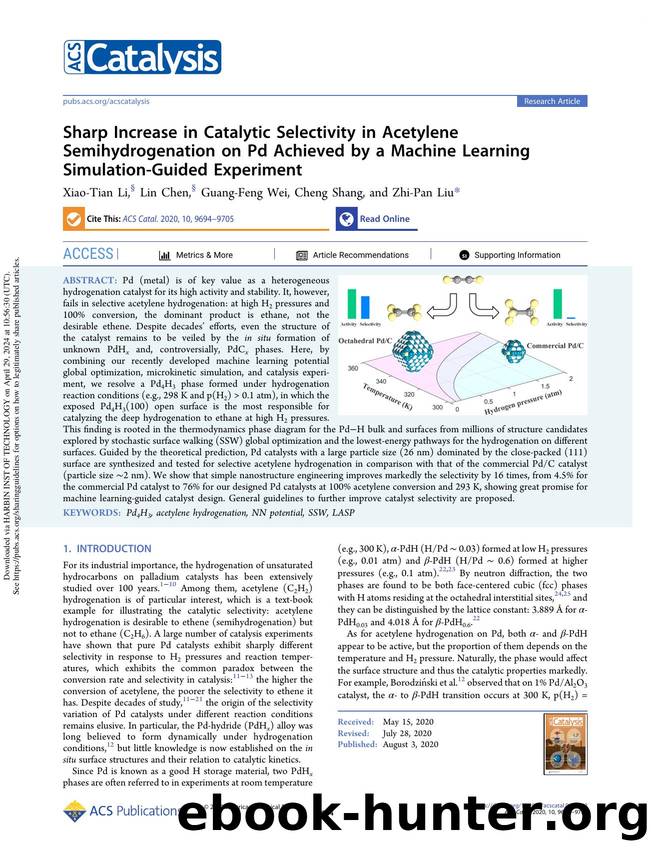 Sharp Increase in Catalytic Selectivity in Acetylene Semihydrogenation on Pd Achieved by a Machine Learning Simulation-Guided Experiment by Xiao-Tian Li Lin Chen Guang-Feng Wei Cheng Shang & Zhi-Pan Liu