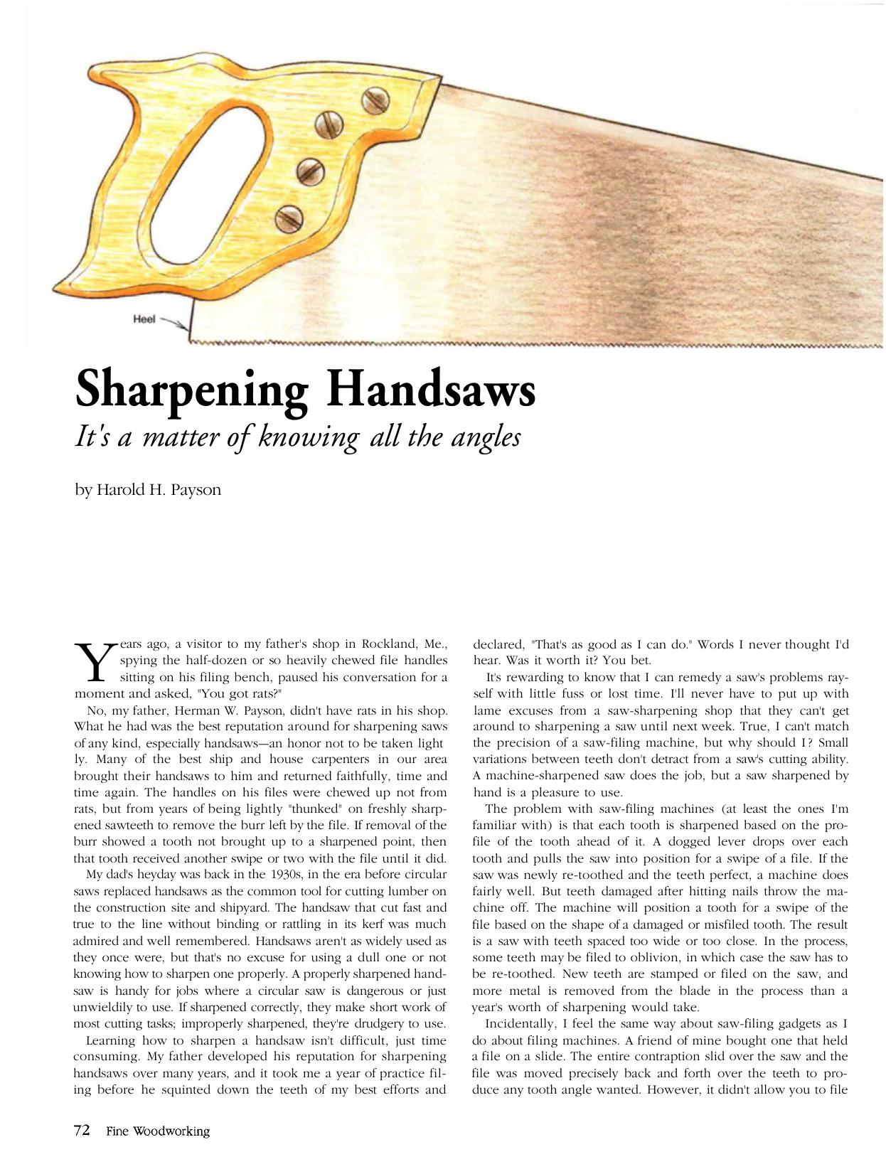 Sharpening Handsaws by Harold H. Payson