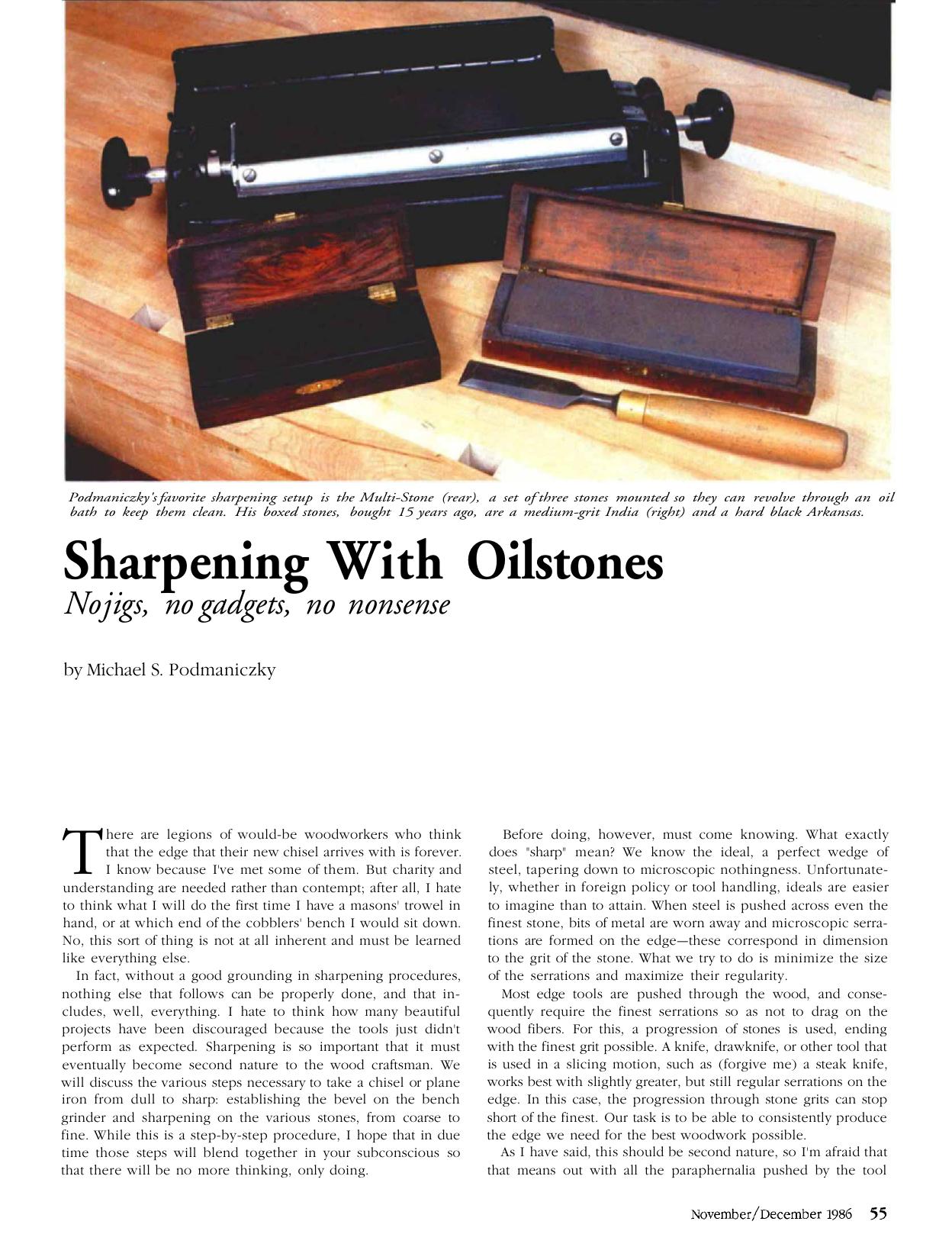 Sharpening With Oilstones by Michael S. Podmaniczky