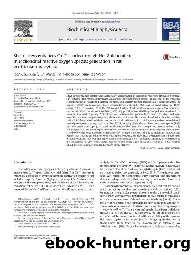Shear stress enhances Ca2+ sparks through Nox2-dependent mitochondrial reactive oxygen species generation in rat ventricular myocytes by Joon-Chul Kim & Jun Wang & Min-Jeong Son & Sun-Hee Woo