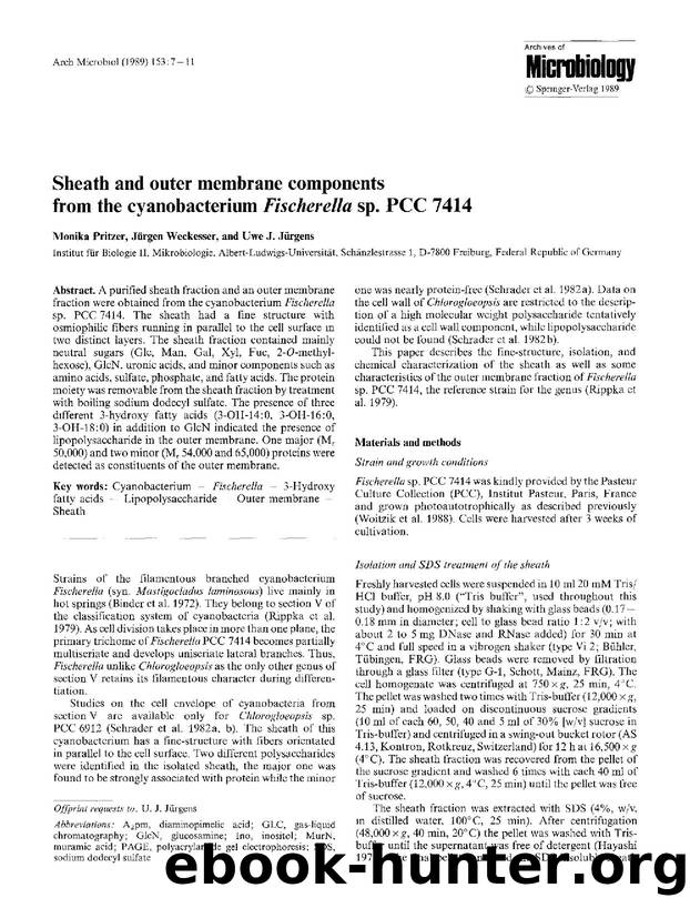 Sheath and outer membrane components from the cyanobacterium <Emphasis Type="Italic">Fischerella<Emphasis> sp. PCC 7414 by Unknown