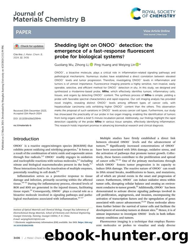 Shedding light on ONOO&#x2212; detection: the emergence of a fast-response fluorescent probe for biological systems by Guoliang Wu & Zihong Li & Ping Huang & Weiying Lin