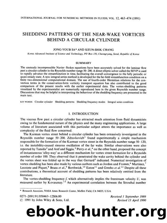 Shedding patterns of the near-wake vortices behind a circular cylinder by Unknown