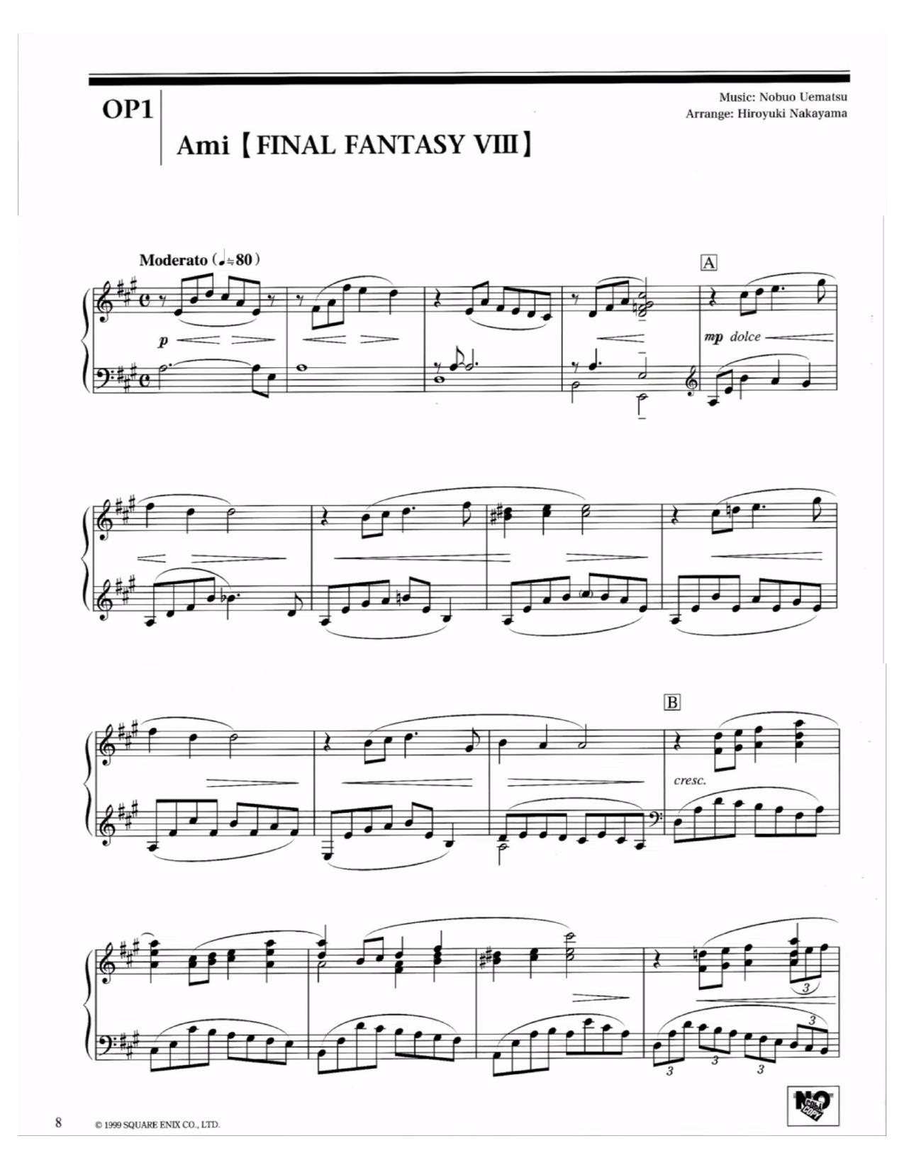 Sheet Music by Uematsu Nobuo. Piano Opera. Final Fantasy VII VIII IX