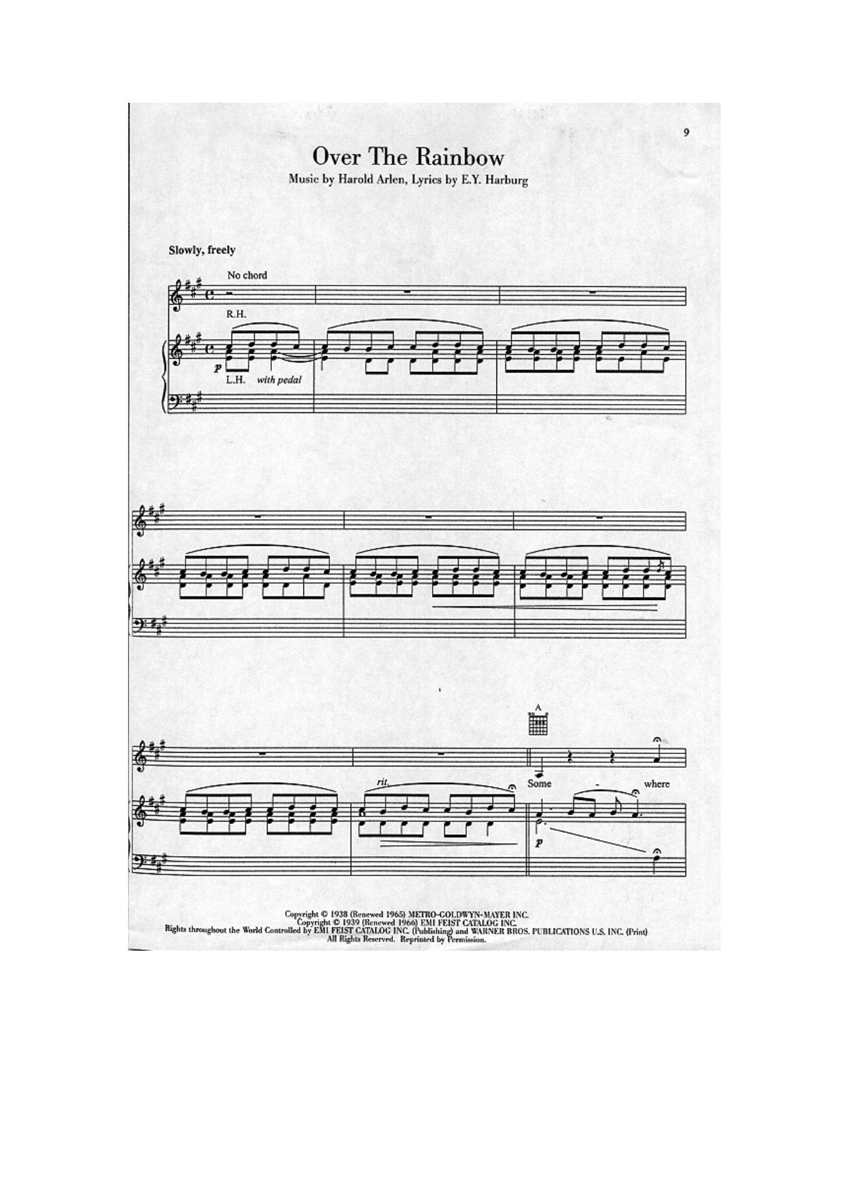 Sheet Music by somewhere over the rainbow