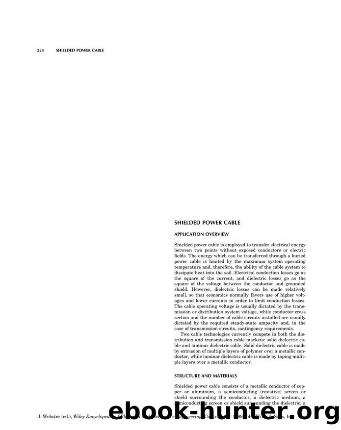 Shielded Power Cable". In: Wiley Encyclopedia of Electrical and Electronics Engineering by Unknown