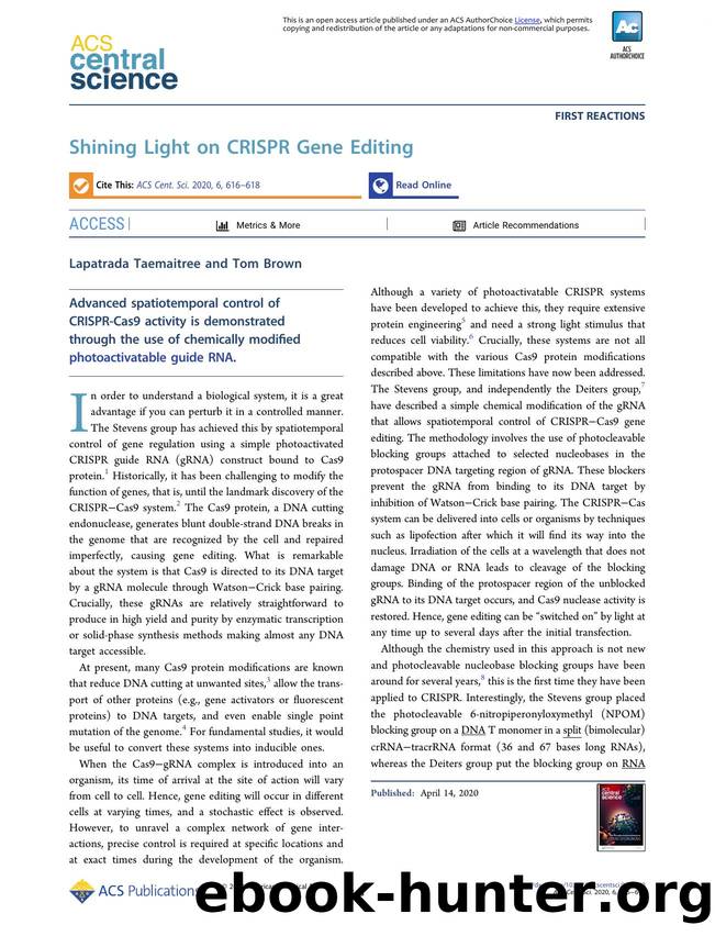 Shining Light on CRISPR Gene Editing by Lapatrada Taemaitree (ORCID: 0000-0002-6359-4534) & Tom Brown (ORCID: 0000-0002-6538-3036)