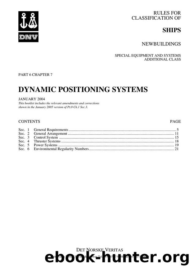 Ship rules Pt.6 Ch.7 - Dynamic Positioning Systems by Det Norske Veritas