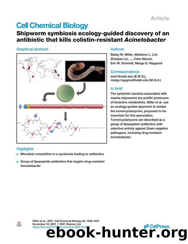 Shipworm symbiosis ecology-guided discovery of an antibiotic that kills colistin-resistant Acinetobacter by unknow