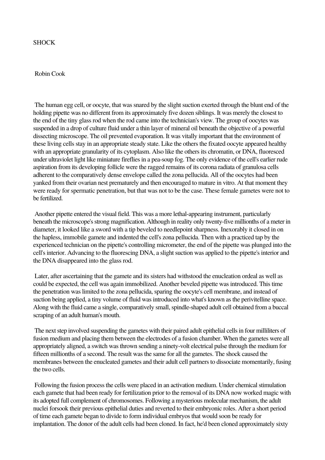 Shock By Robin Cook by Unknown