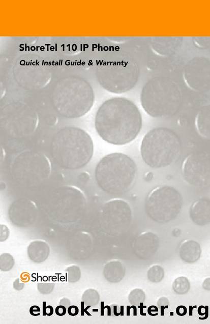 ShoreTel  IP 110 Phone Quick Install Guide by ShoreTel Inc