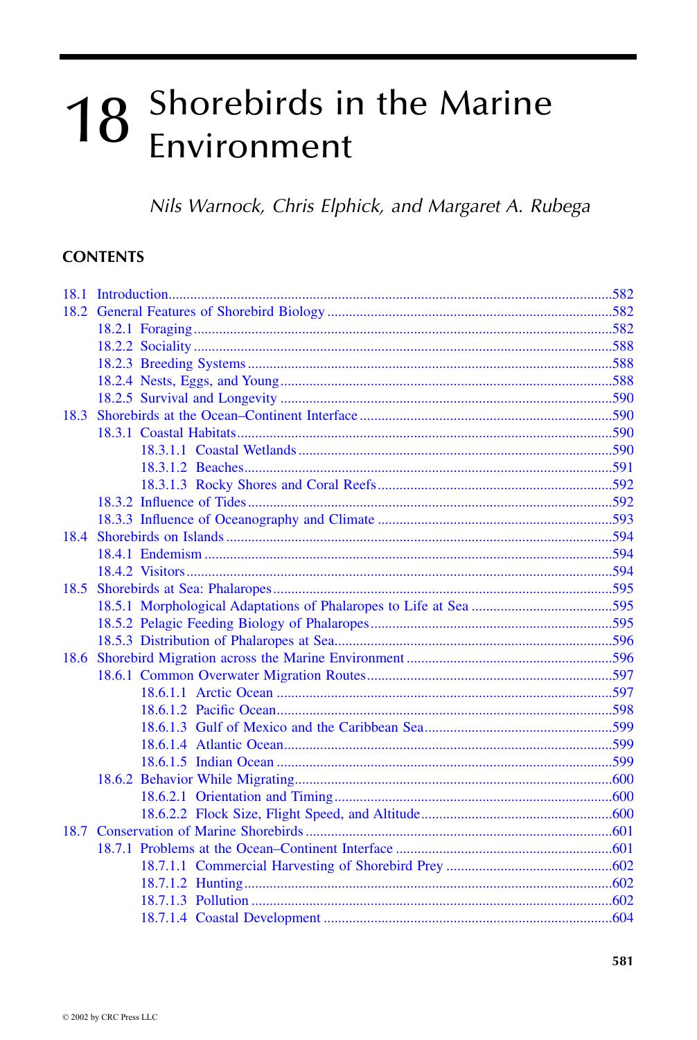 Shorebirds in the Marine Environment by Nils Warnock Chris Elphick & Margaret A. Rubega