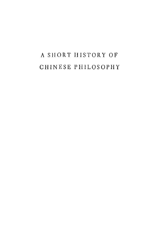 Short History Of Chinese Philosophy by Yu-lan Fung