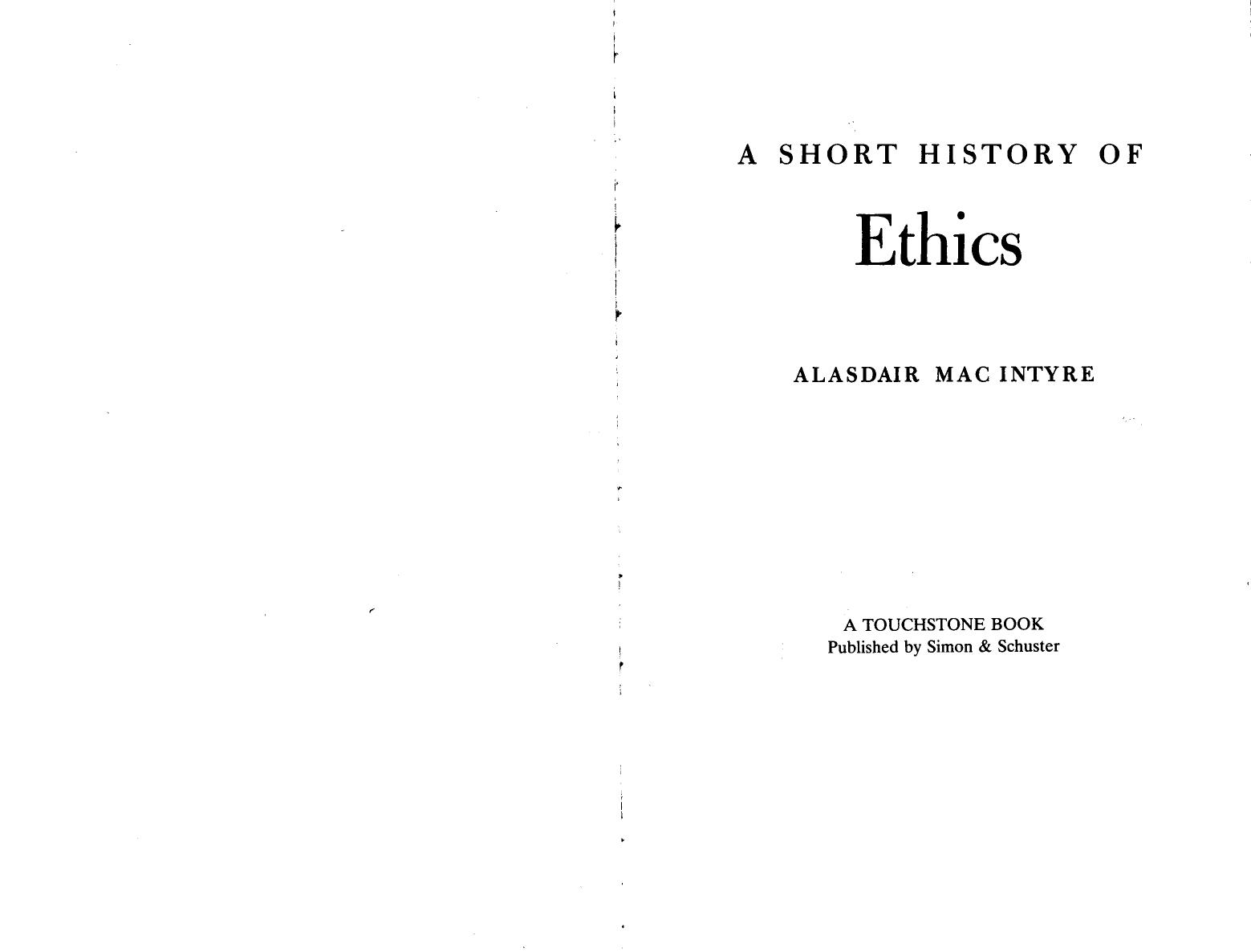 Short History of Ethics by Alasdair C. MacIntyre