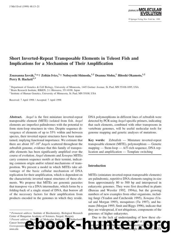 Short Inverted-Repeat Transposable Elements in Teleost Fish and Implications for a Mechanism of Their Amplification by Izsvak Z. et al